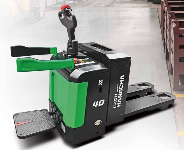 Xe nâng tay điện thấp pin Lithium HANGCHA có bệ đứng xịn