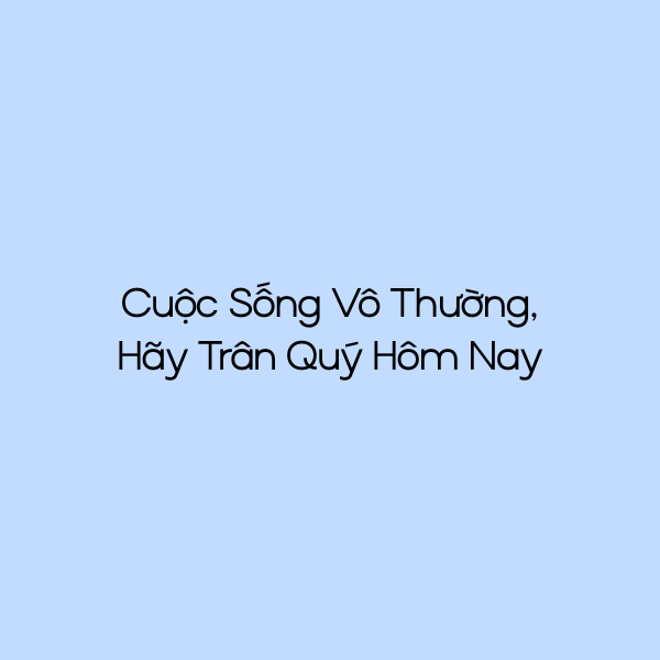 Cuộc Sống Vô Thường, Hãy Trân Quý Hôm Nay