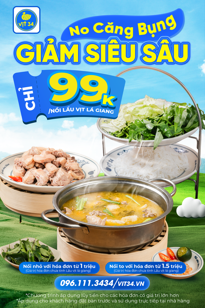 SĂN NGAY LẨU VỊT LÁ GIANG CHỈ 99K!!!!