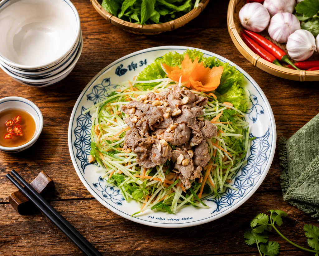 CÁCH LÀM NỘM BÒ RAU CỦ THANH MÁT, GIÒN NGON HẤP DẪN