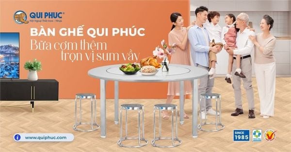 Bộ bàn ghế inox Qui Phúc –Tiện nghi cho bữa cơm gia đình Việt