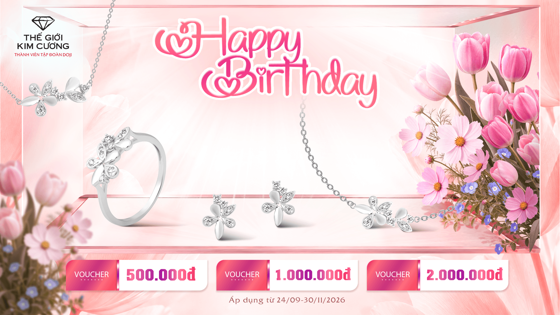 Thế Giới Kim Cương tặng hàng ngàn voucher mừng sinh nhật Khách hàng T10.2026