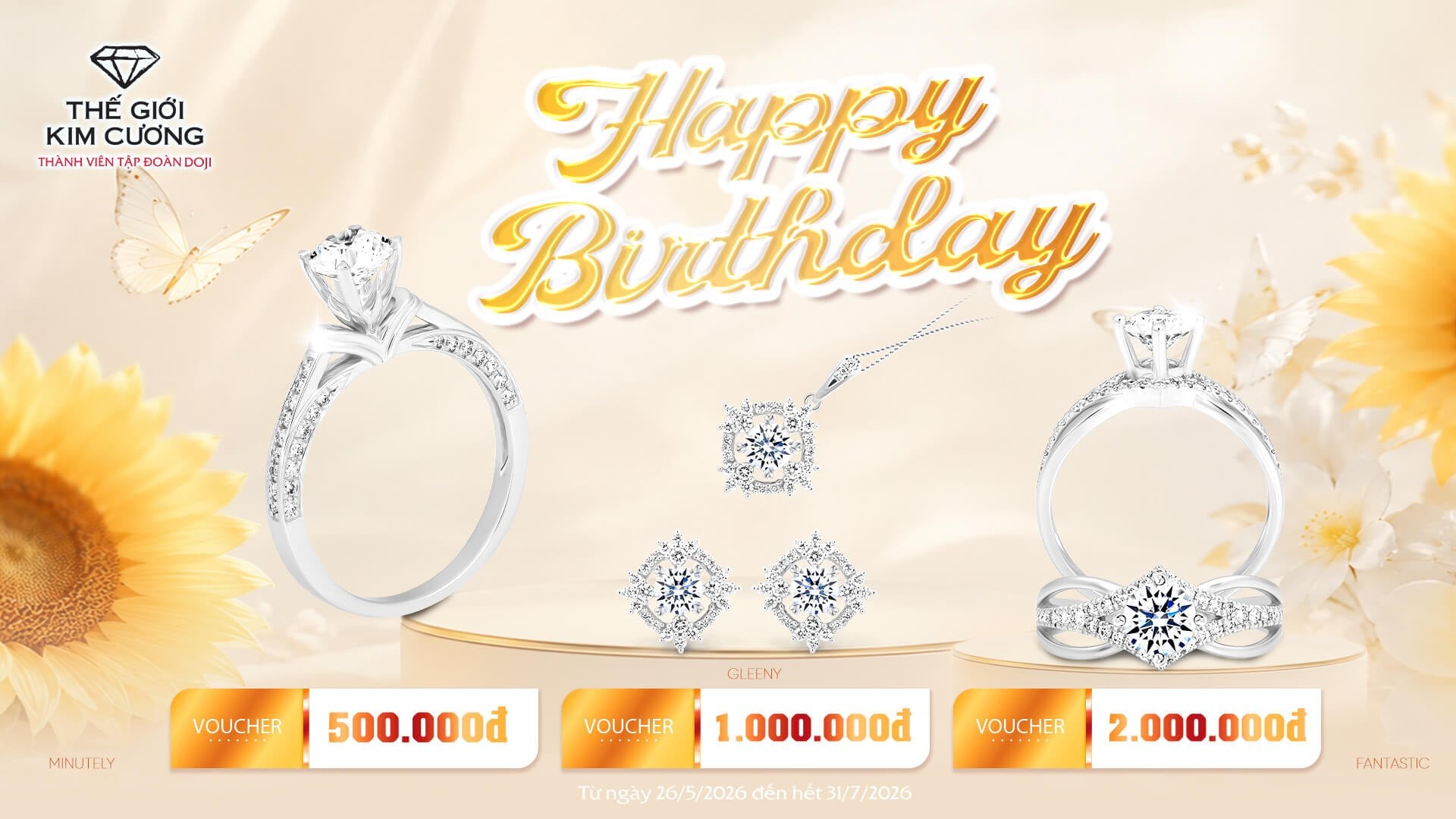 Thế Giới Kim Cương tặng hàng ngàn voucher mừng sinh nhật Khách hàng T6.2026