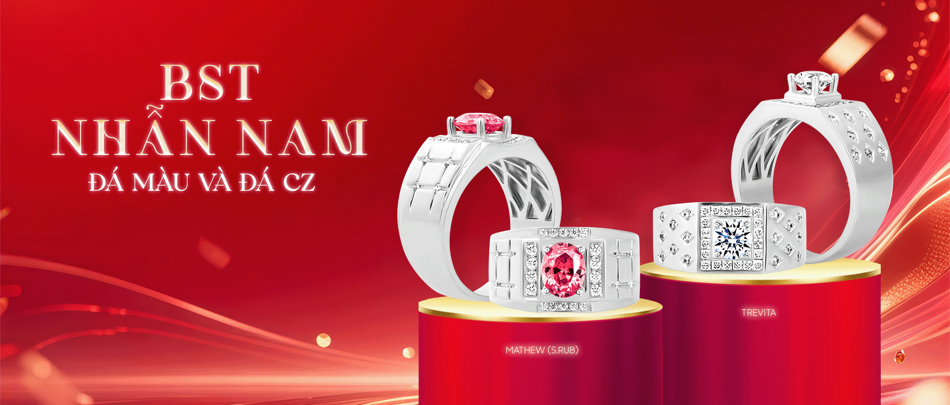 Nhẫn Nam Đính Đá CZ Và Đá Màu