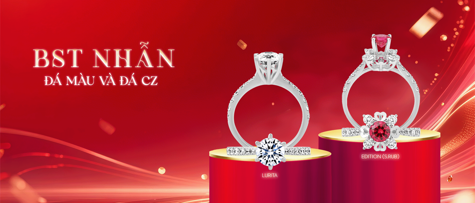 Nhẫn Nữ Đính Đá CZ Và Đá Màu