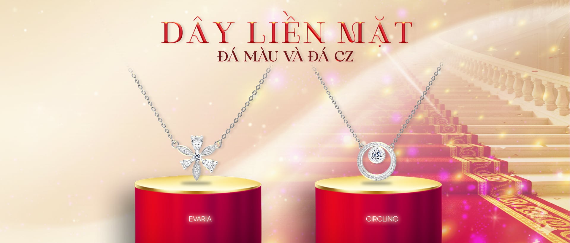 Dây liền mặt đính đá CZ và đá màu