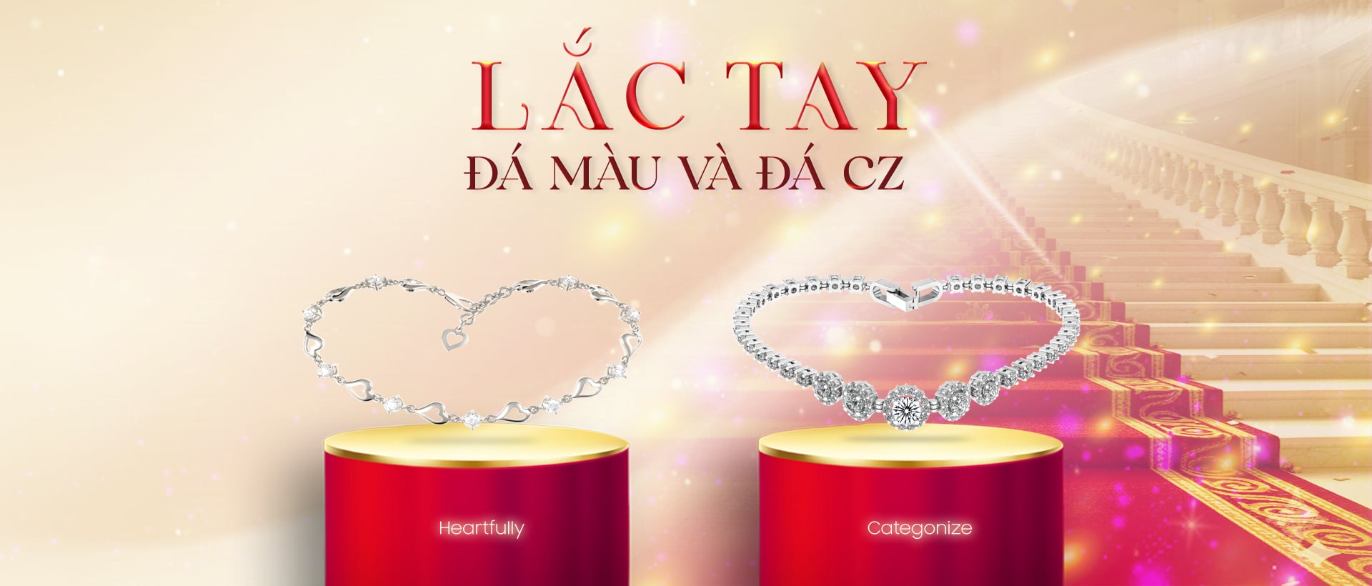 Lắc tay đính đá CZ và đá màu