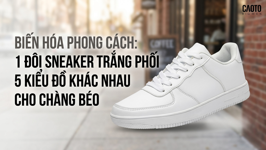 Biến hóa phong cách: 1 đôi Sneaker trắng phối 5 kiểu đồ cho chàng béo
