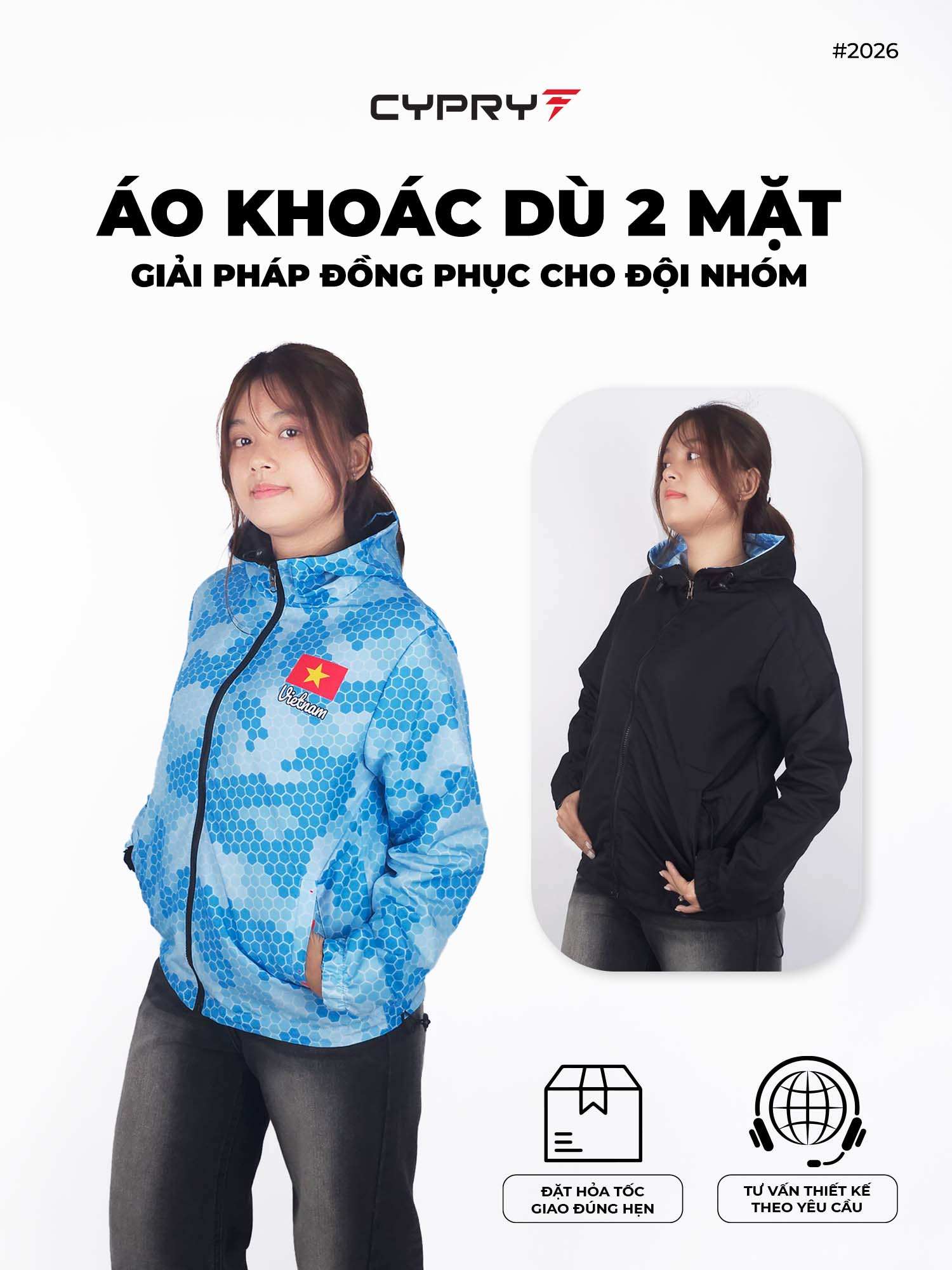 ÁO KHOÁC DÙ 2 MẶT CHO ĐỘI NHÓM