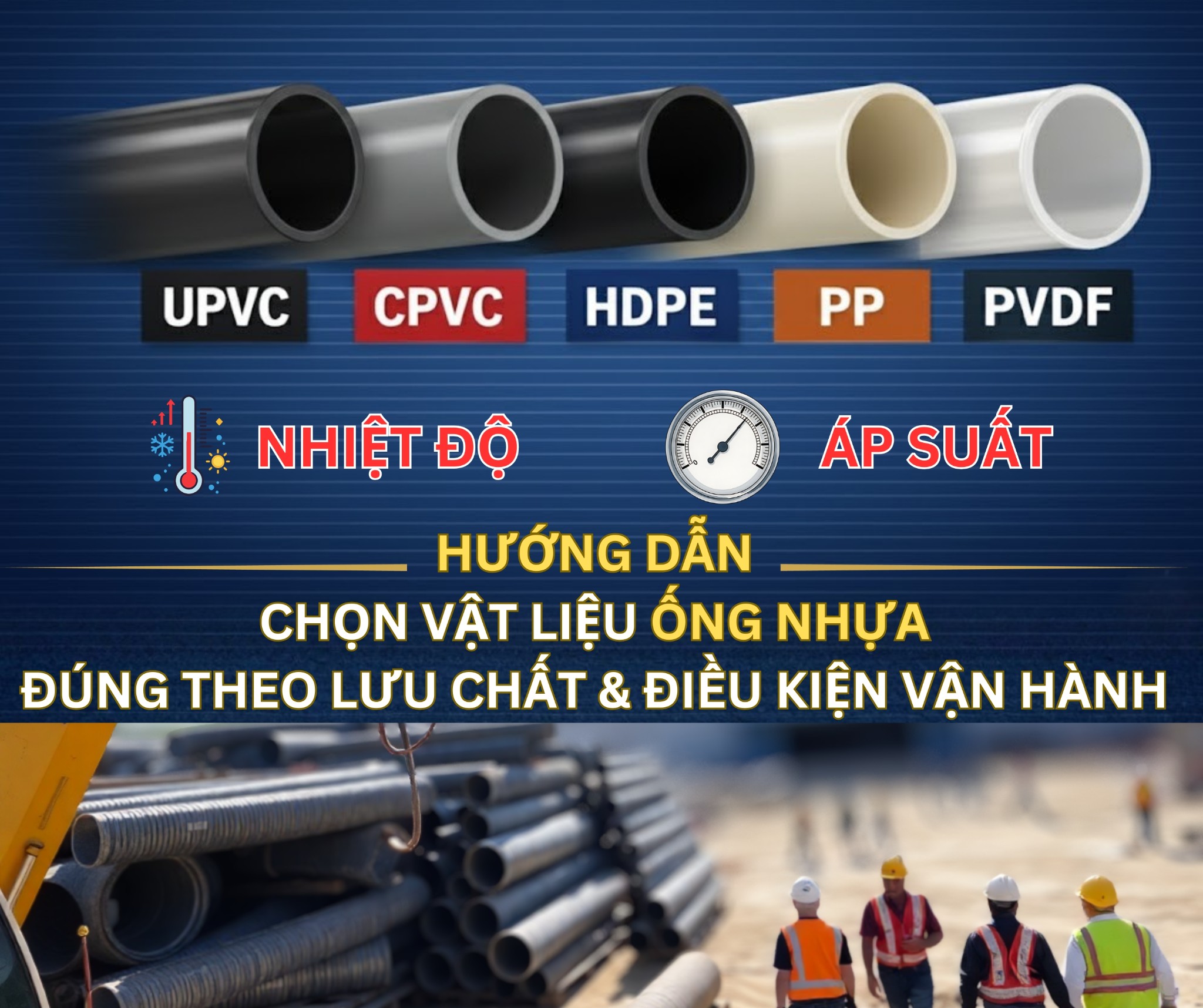 Hướng dẫn chọn vật liệu ống nhựa theo lưu chất và điều kiện vận hành