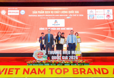 ANH KHUÊ WATCH NHẬN GIẢI THƯỞNG “TOP 1 SẢN PHẨM DỊCH VỤ CHẤT LƯỢNG QUỐC GIA 2026”