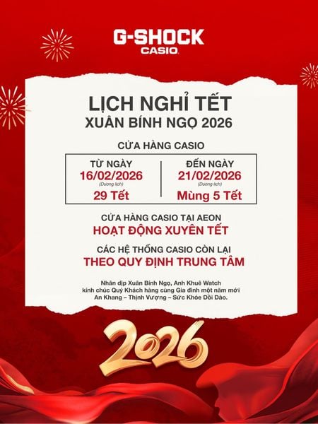 THÔNG BÁO VỀ LỊCH HOẠT ĐỘNG TẾT BÍNH NGỌ TẠI HỆ THỐNG CỬA HÀNG CASIO