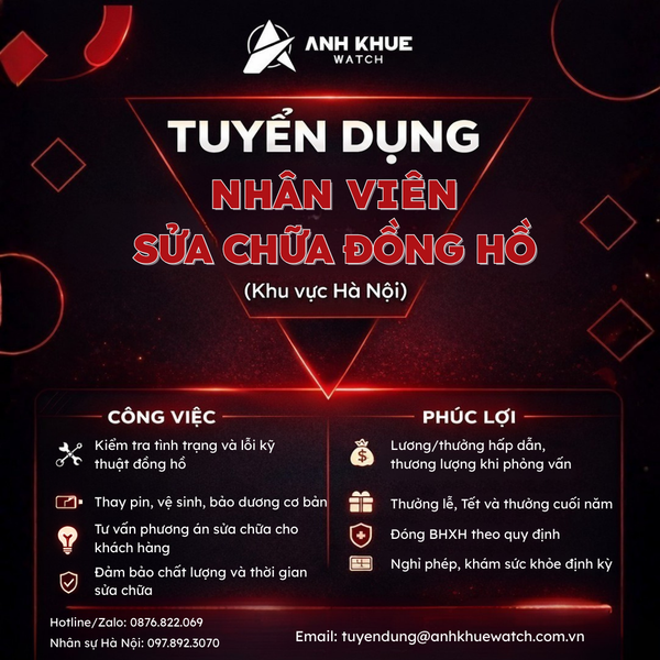TUYỂN NHÂN VIÊN SỬA CHỮA ĐỒNG HỒ