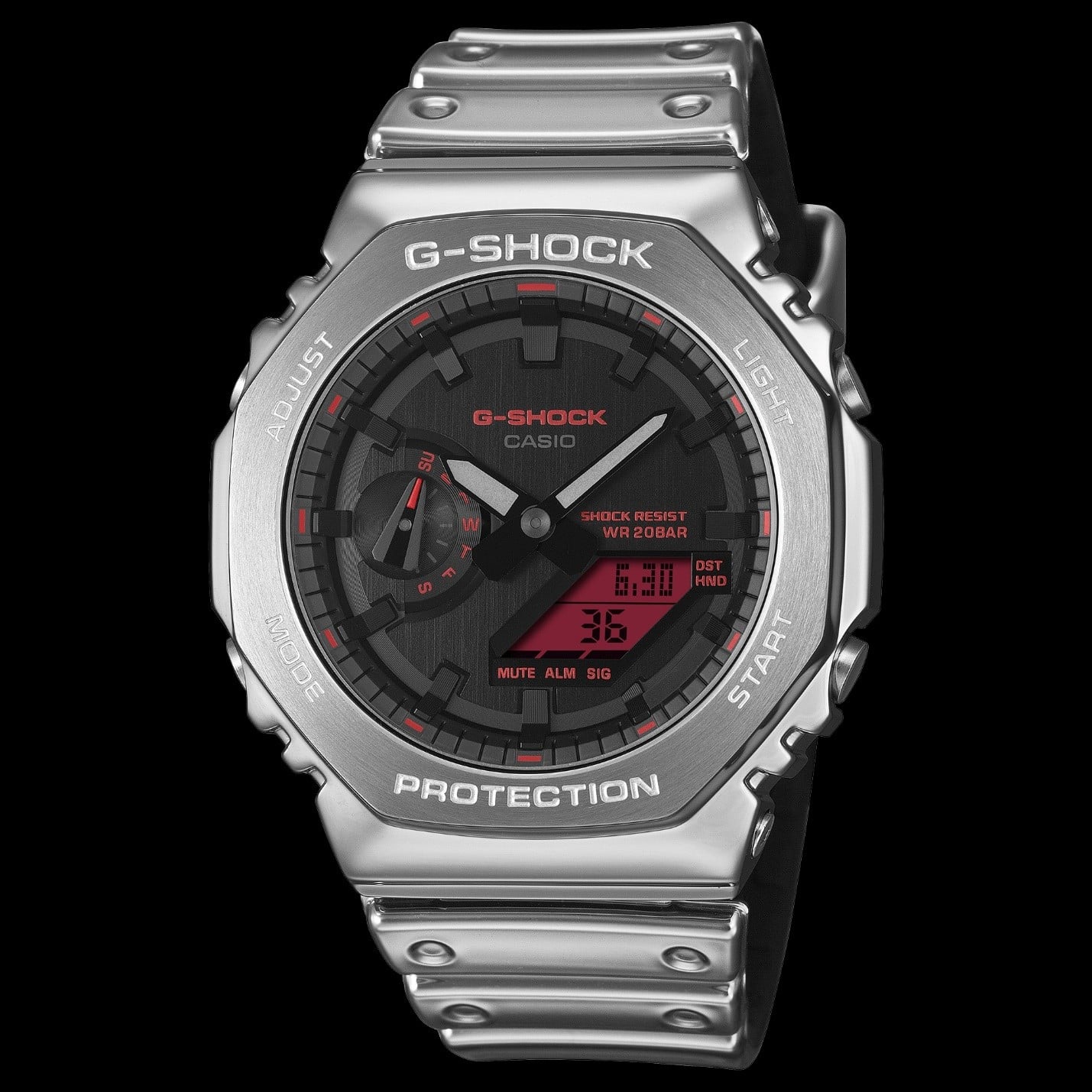 G-SHOCK FINE METALLIC – Viền thép & Màn hình LCD đỏ tạo khác biệt