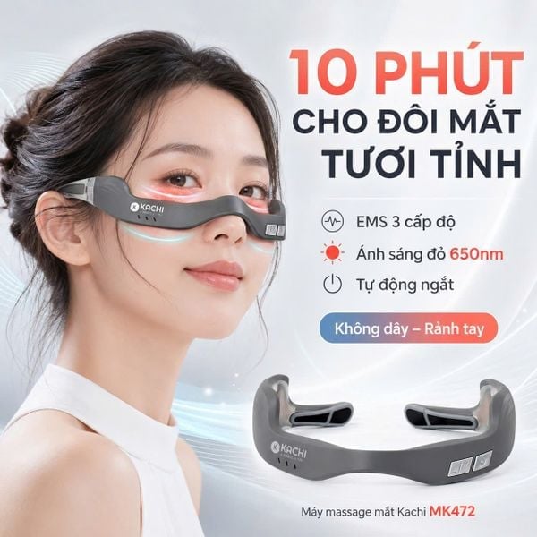 Máy massage mắt Kachi MK472 — EMS 3 mức & Ánh sáng đỏ 650nm