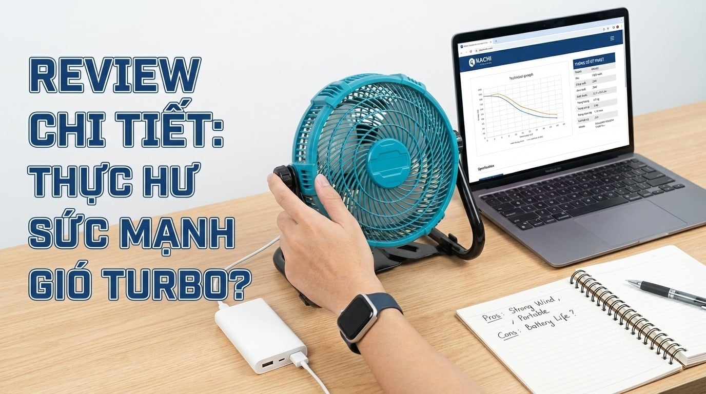 Review Chi Tiết Quạt Tích Điện Để Bàn Kachi MK443: 