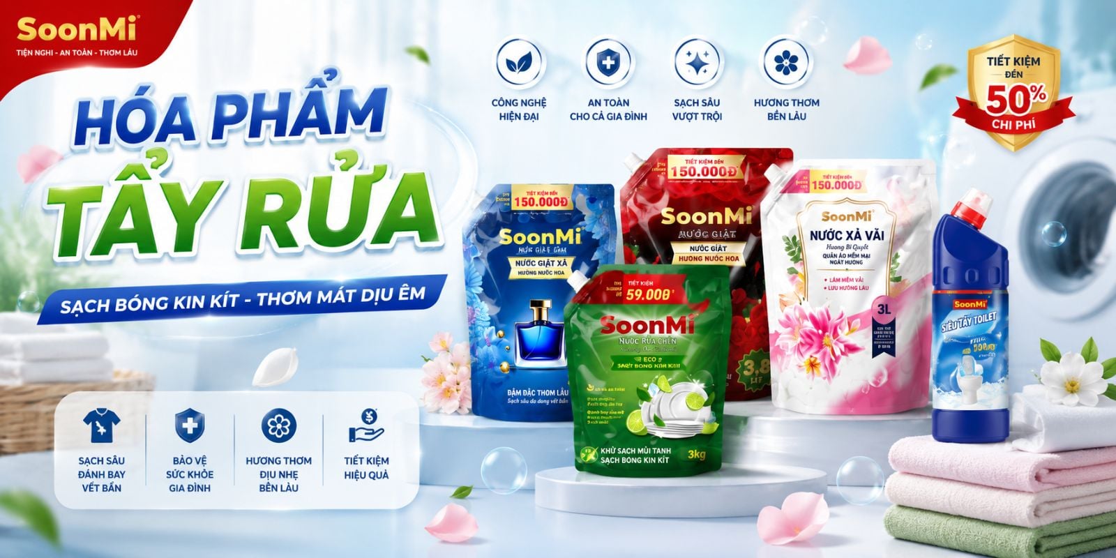 Nước giặt, nước rửa chén, tẩy rửa, nước xả mềm vài, nước tẩy rửa
