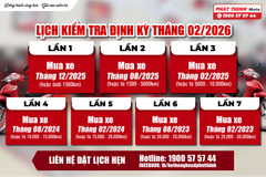 🔔 LỊCH KIỂM TRA XE ĐỊNH KỲ – THÁNG 02/2026