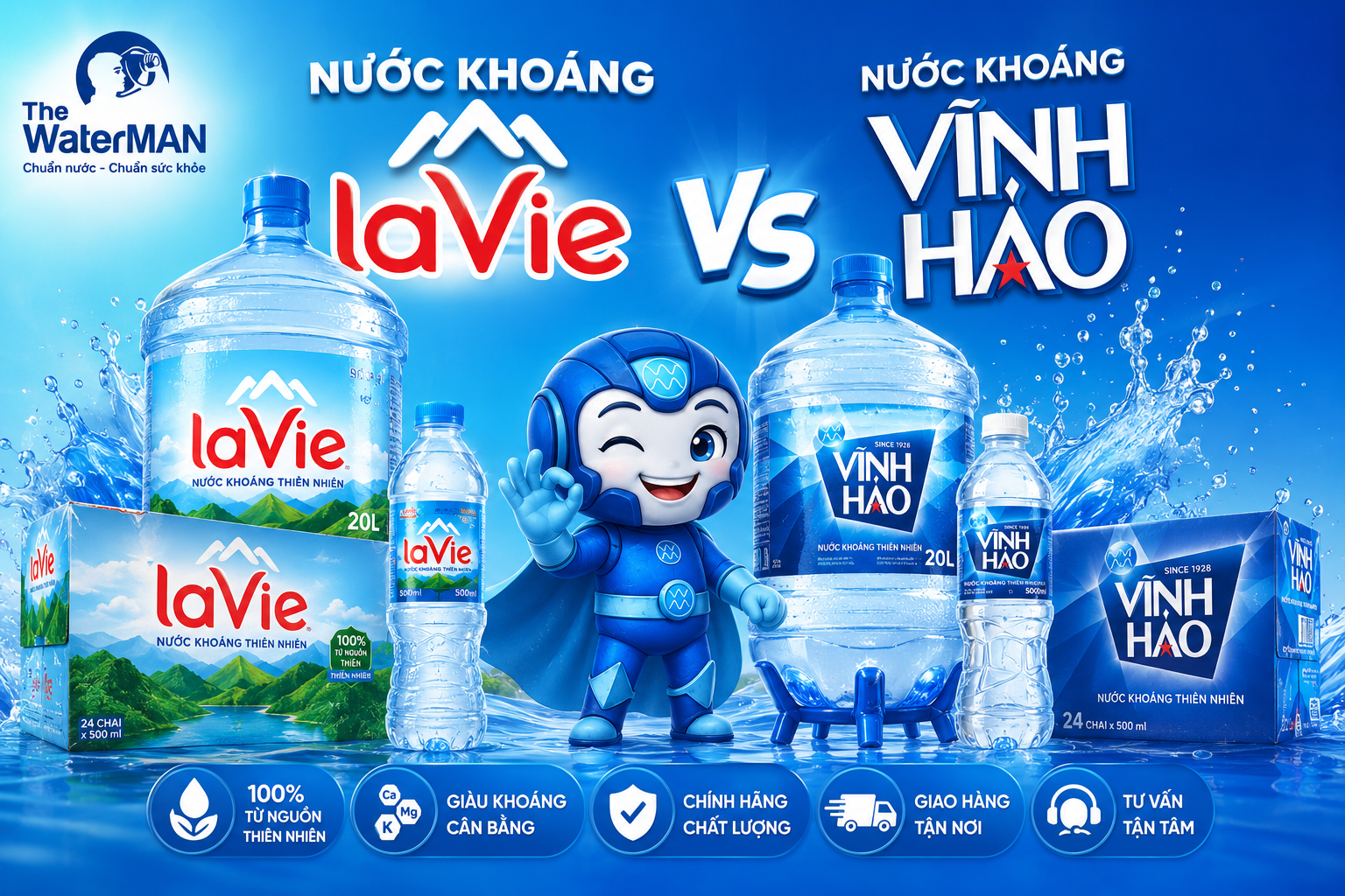 Nên chọn mua nước khoáng Vĩnh Hảo hay Lavie?