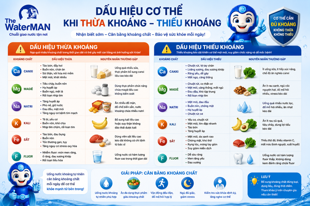 Một số dấu hiệu có thể liên quan thiếu/ thừa khoáng