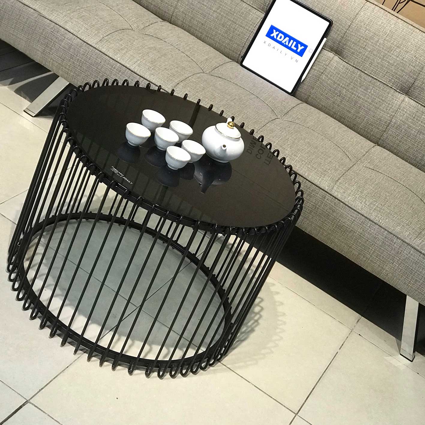 bàn trà lồng chim