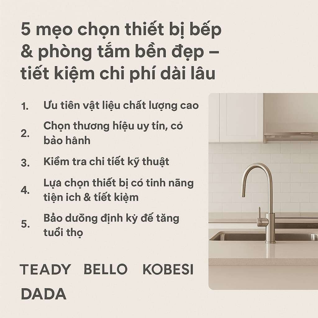 5 mẹo chọn thiết bị bếp & phòng tắm bền đẹp – tiết kiệm chi phí