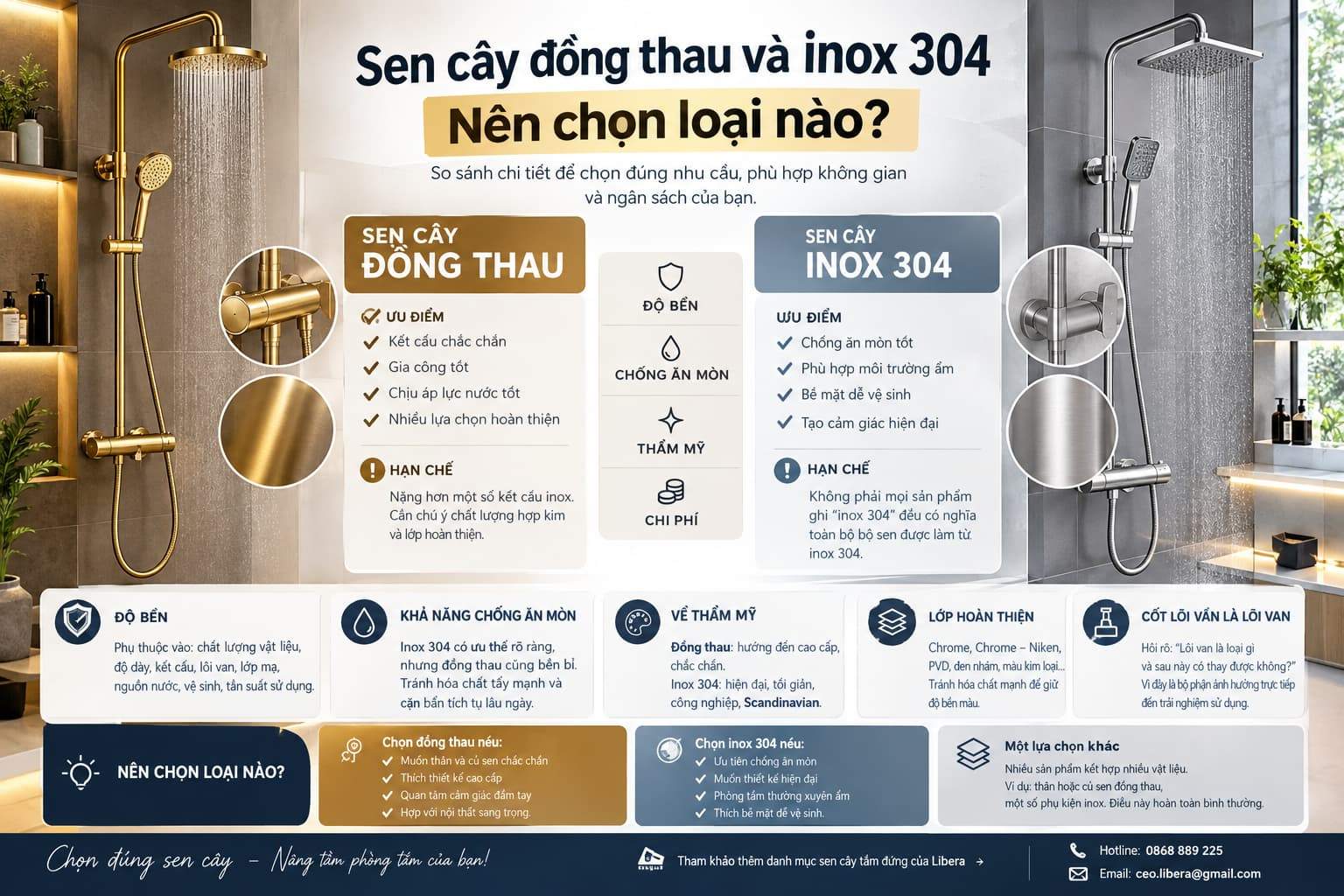 Sen cây đồng thau và inox 304: Nên chọn loại nào?