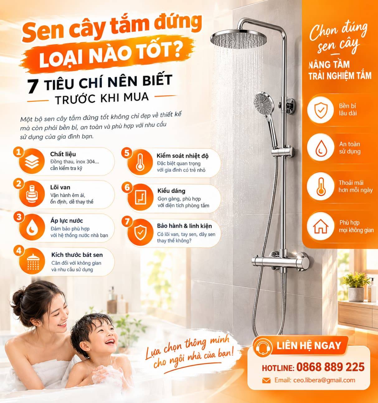 Sen cây tắm đứng – Cách chọn sen cây nóng lạnh phù hợp