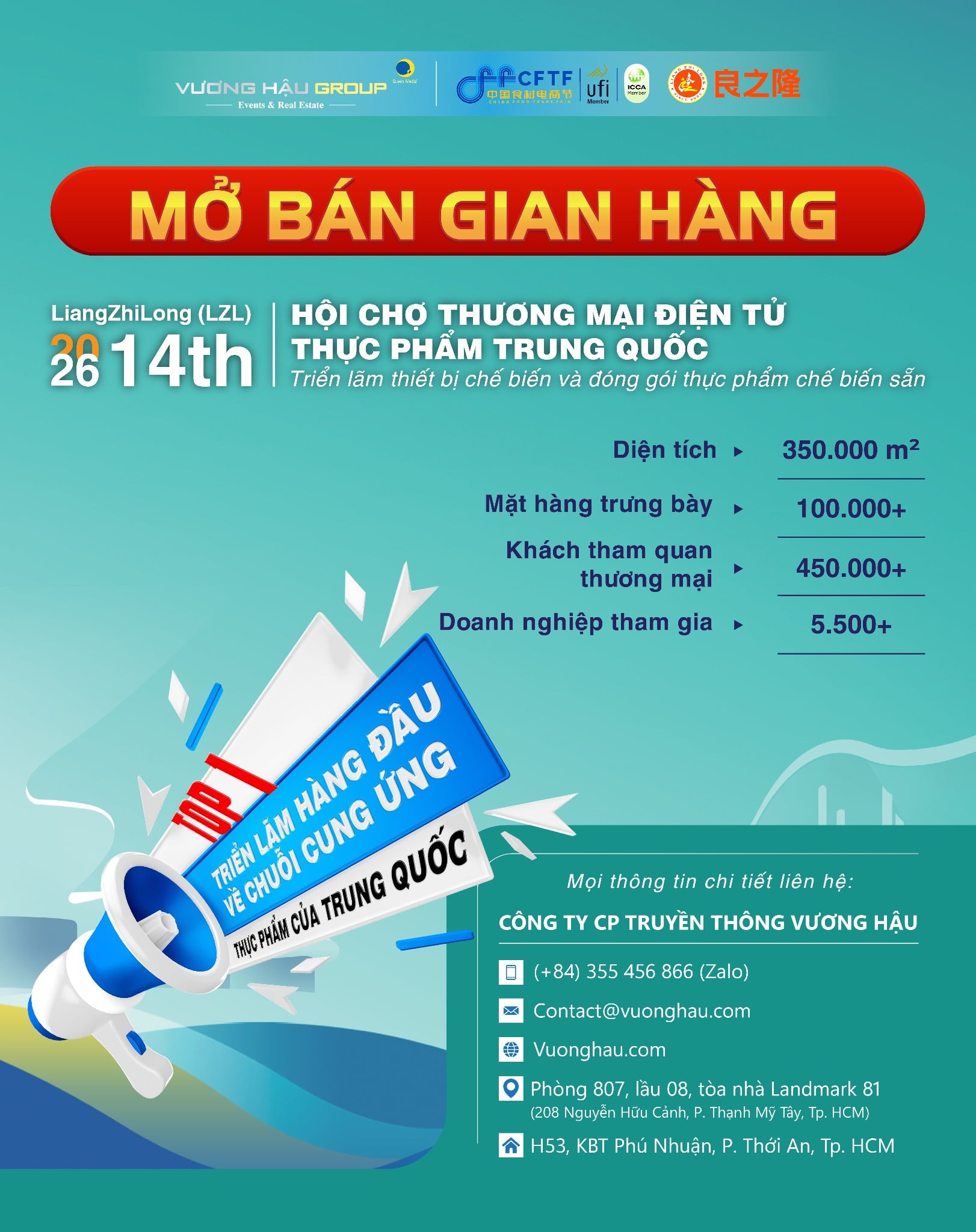 CHÍNH THỨC MỞ BÁN GIAN HÀNG | LIANG ZHI LONG – THE 14TH CHINA FOOD TRADE FAIR 2026