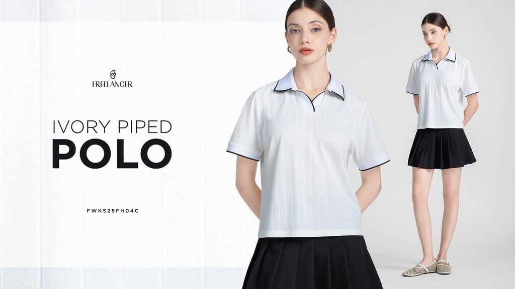 IVORY PIPED POLO – TRẮNG THANH LỊCH, ĐEN CÁ TÍNH​