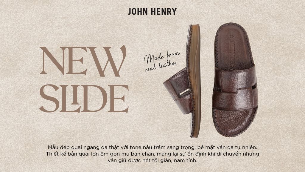 NEW SLIDE | MADE FROM REAL LEATHER - Dép Quai Ngang Da Thật Cho Phong Cách Thoải Mái & Nam Tính