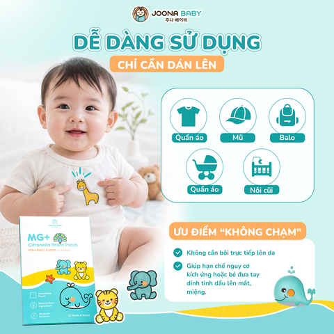 Miếng dán tinh dầu sả MG+ hỗ trợ xua muỗi đến 24 giờ - Giải pháp bảo vệ bé theo cách “Không chạm da”