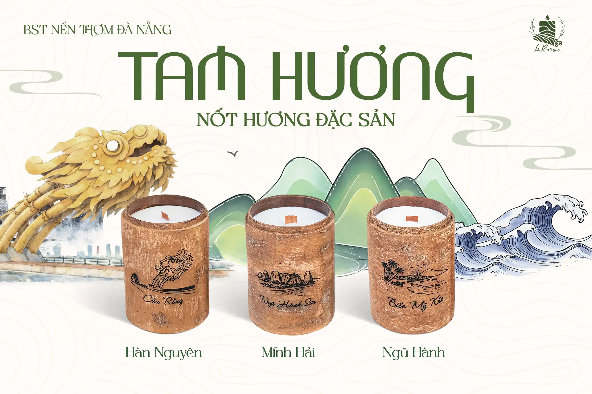 Bộ sư tập nến thơm Đà Nẵng - Tam Hương