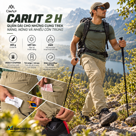 CIMALP CARLIT 2 H: quần trekking nhẹ cho khí hậu nóng ẩm và khu vực nhiều muỗi