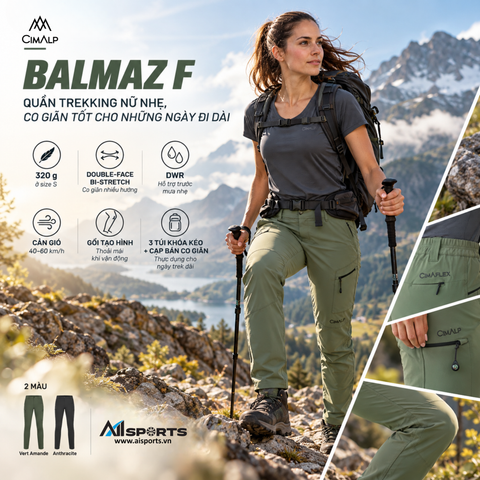 CIMALP BALMAZ F: quần trekking nữ co giãn cho thời tiết và địa hình thay đổi