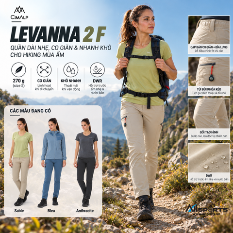 CIMALP LEVANNA 2 F: quần hiking nữ dáng dài, nhẹ và linh hoạt cho mùa nóng