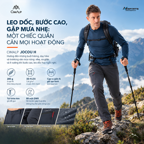 CIMALP JOCOU H: quần trekking nhẹ cho ngày vận động dài