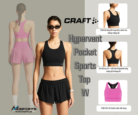 Cách chọn size và thử áo CRAFT Hypervent Pocket Sports Top W: Ôm sát, nâng đỡ vừa phải