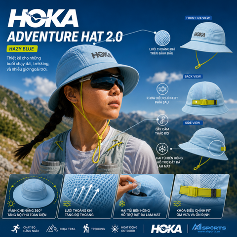 HOKA Adventure Hat 2.0 Hazy Blue: HOKA tại AISports không chỉ có giày