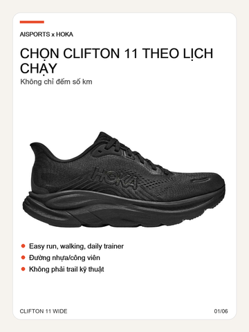 Chọn Clifton 11 Wide theo lịch chạy road/walking