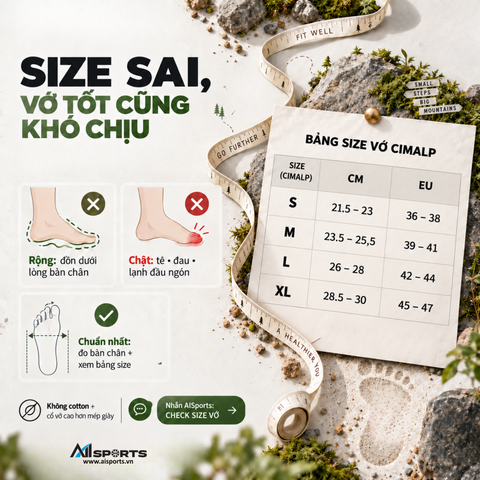Cách chọn size vớ chạy bộ và trekking đúng với bàn chân