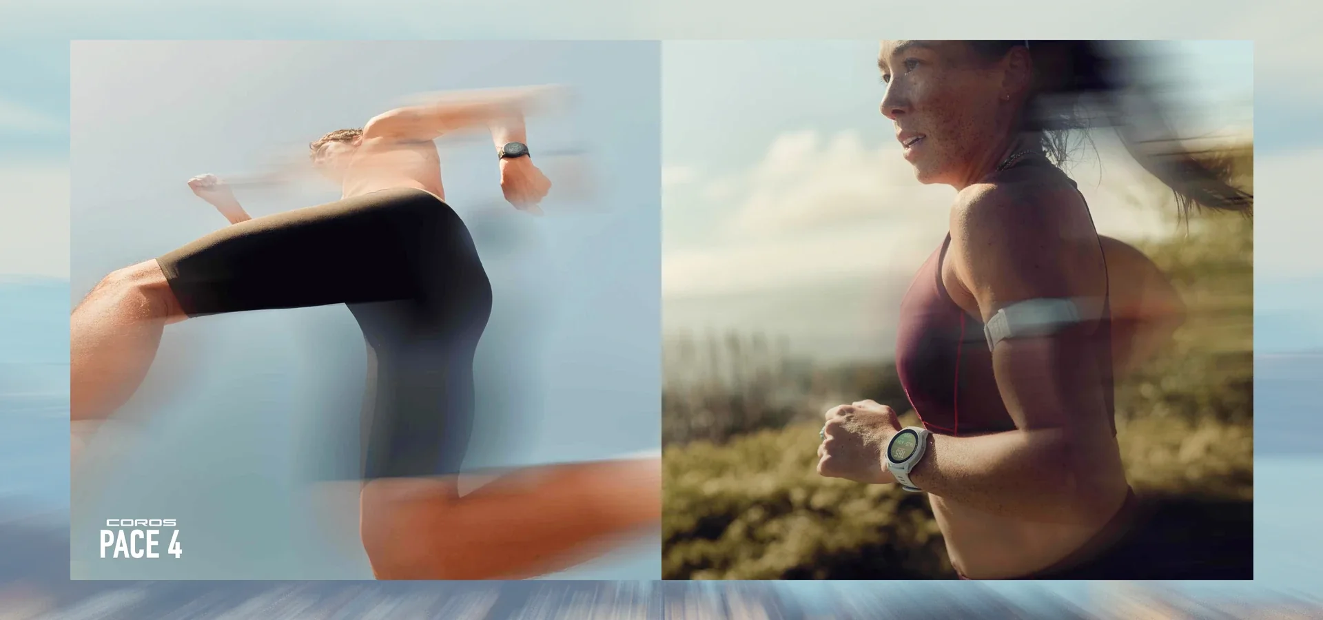 Runner tăng tốc trên đường chạy với COROS PACE 4