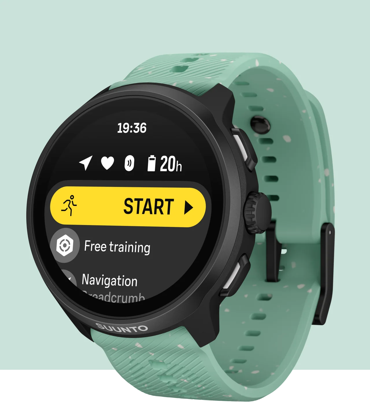 Màn hình màu Suunto Run 2 hiển thị giao diện bắt đầu tập luyện