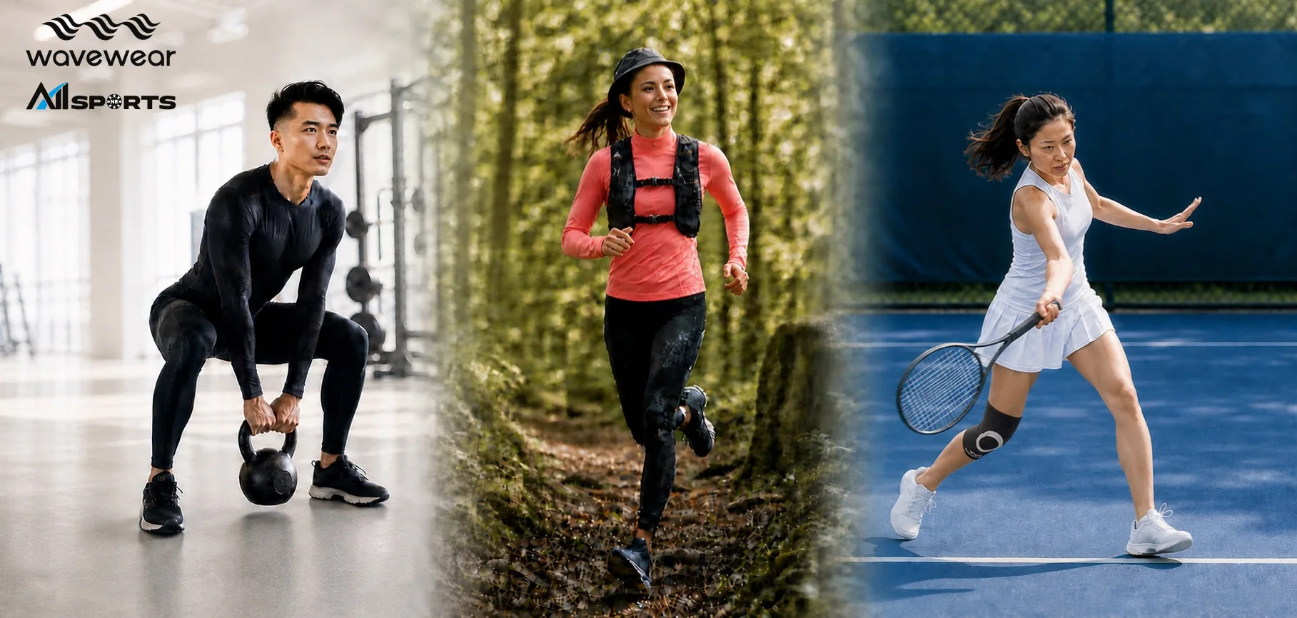 Vận động viên tập gym, chạy địa hình và chơi tennis với trang phục bó cơ thể thao WaveWear tại Việt Nam