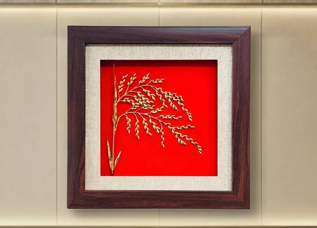 tranh bông lúa mạ vàng, bông lúa dát vàng 24K