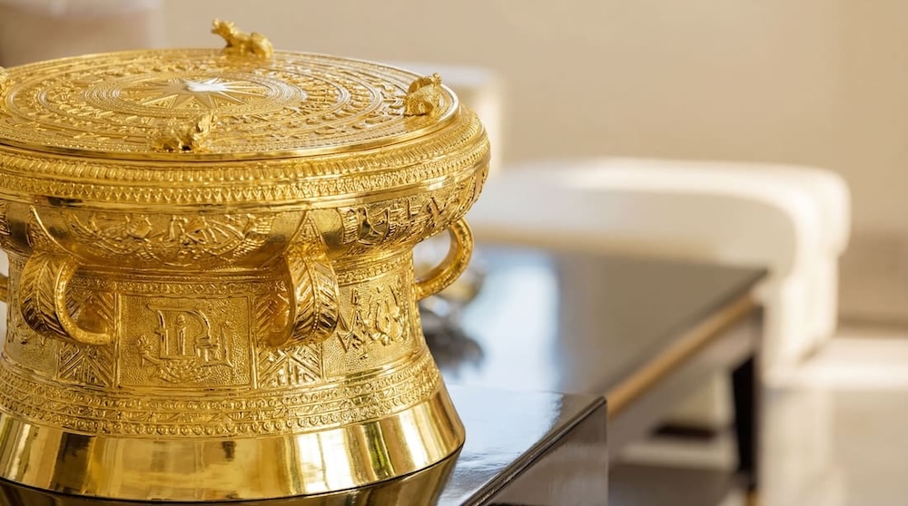 Trống đồng mạ vàng, trống đồng dát vàng 24k