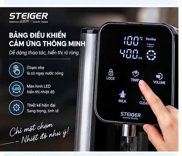 Bảng điều khiển cảm ứng và màn hình LED cảu bình thủy điện Steiger STG270-H