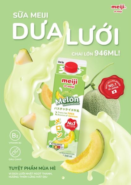 Sữa Meiji chai lớn 946ml hương dưa lưới