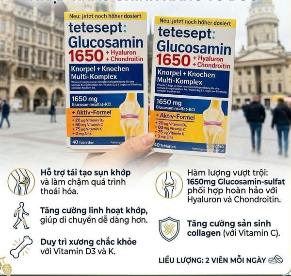 Công dụng Tetesept Glucosamin 1650 hỗ trợ sụn khớp và xương chắc khỏe
