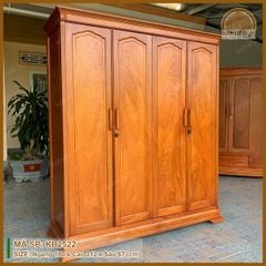 GIỚI THIỆU MẪU TỦ QUẦN ÁO GÕ ĐỎ 2 BUỒNG 4 CÁNH - KB2522
